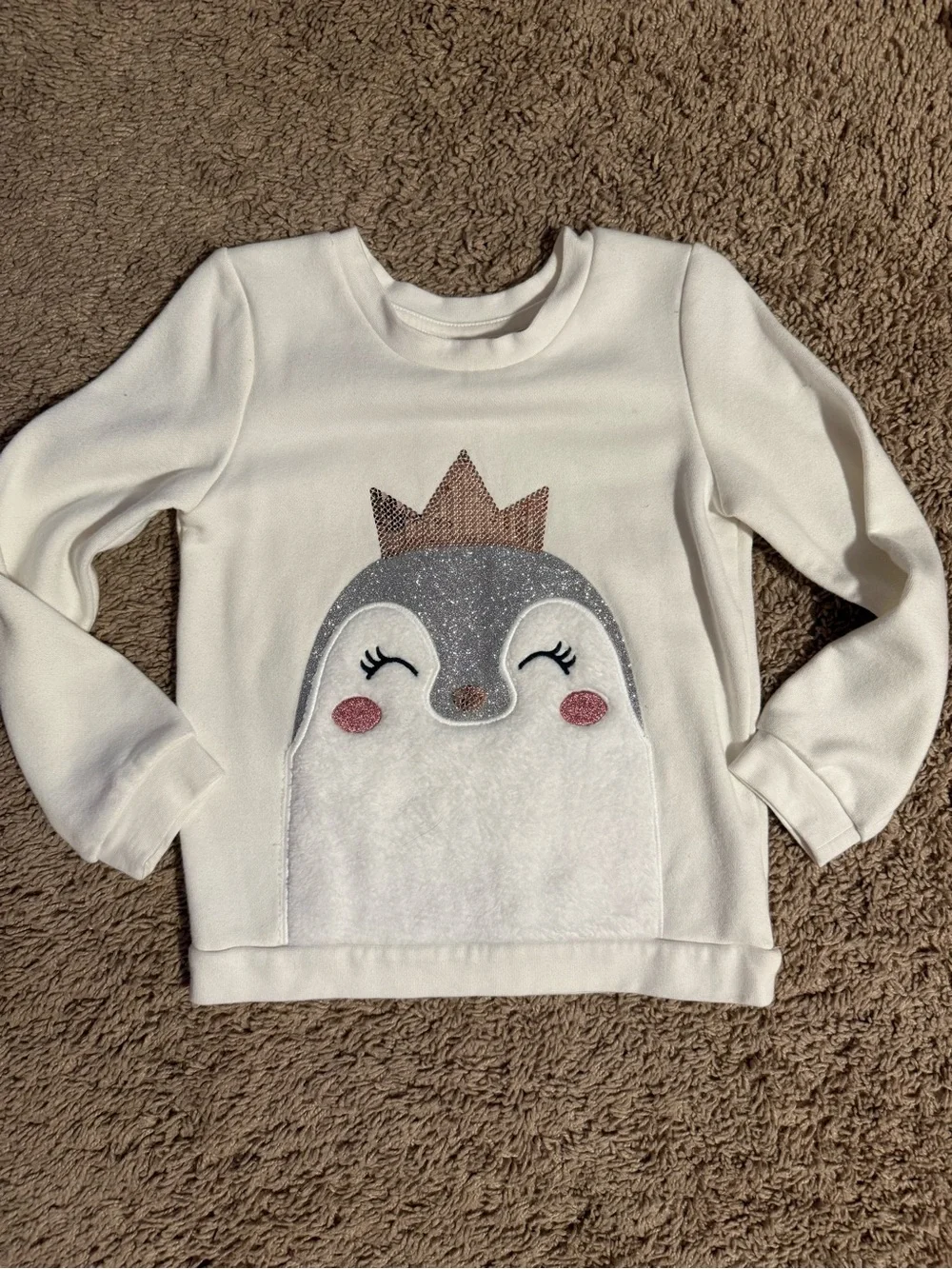 The Children's Place Cream Long Sleeve Tee with Rose Gold Sequin Star